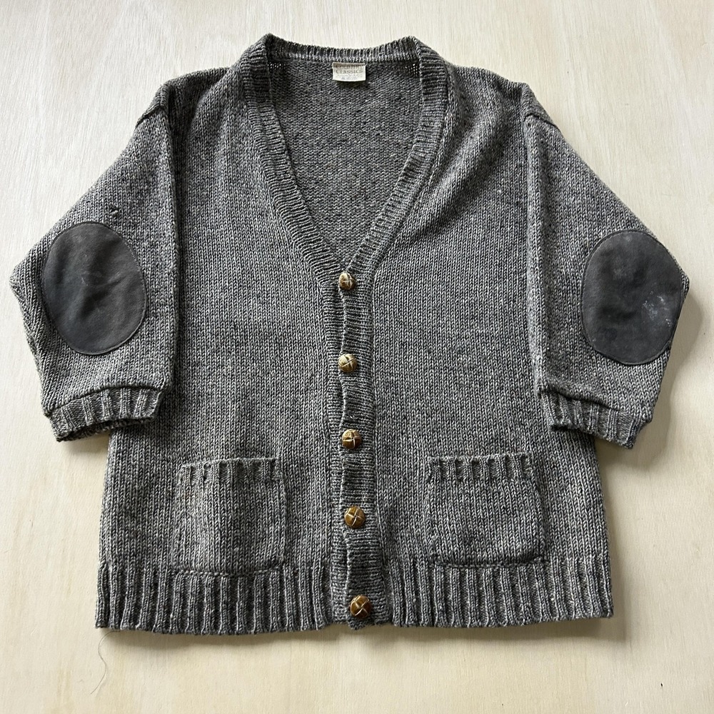 Vintage Country Classics Cardigan Womens Gray Wool Elbow Patch Size Unknown